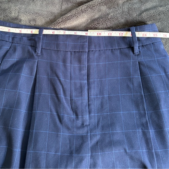 Women's Nine West High Rise Straight Leg Trousers in Navy Windowpane - Picture 9 of 11